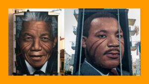 Street art Nelson Mandela, Martin Luther King